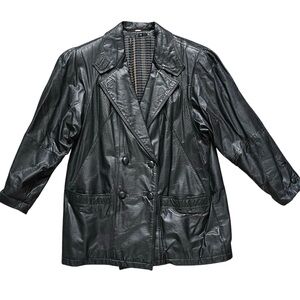 Women's Black Genuine Leather Jacket Sz M